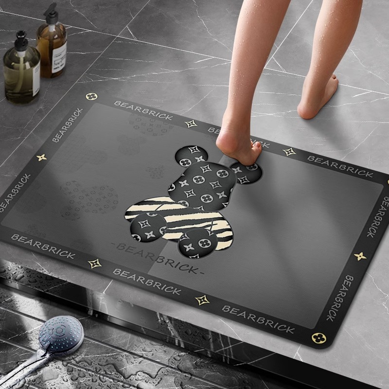 Semicírculo de barro de diatomeas alfombra de baño Baño Puerta de baño absorbente antideslizante alfombra de piso baño puerta de entrada