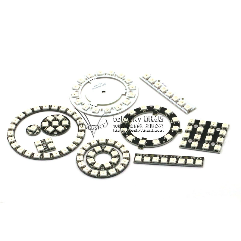 WS2812 5050 RGB LED встроенный полный цвет драйвер слайд лампа модуль платы разработки квадратная круглая светодиодная лампа