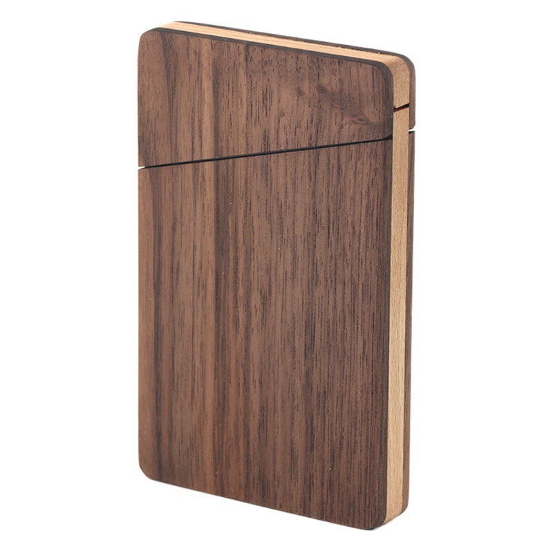 Caja de tarjeta de visita de madera portátil de nogal negro regalo de negocios titular de la tarjeta de visita de madera maciza caja de tarjeta de visita ultrafina letras transfronterizas