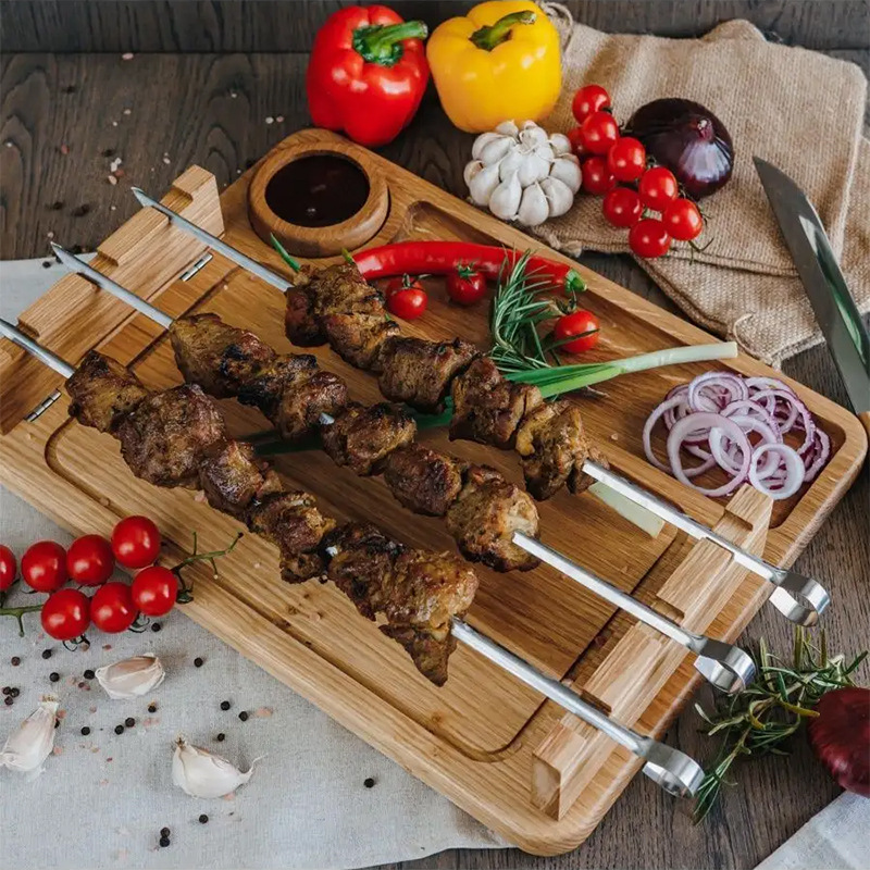 Tabla de corte multifuncional de madera bandeja de barbacoa creativa de la tienda de barbacoa bandeja de madera bandeja de barbacoa creativa de la casa bandeja de comedor