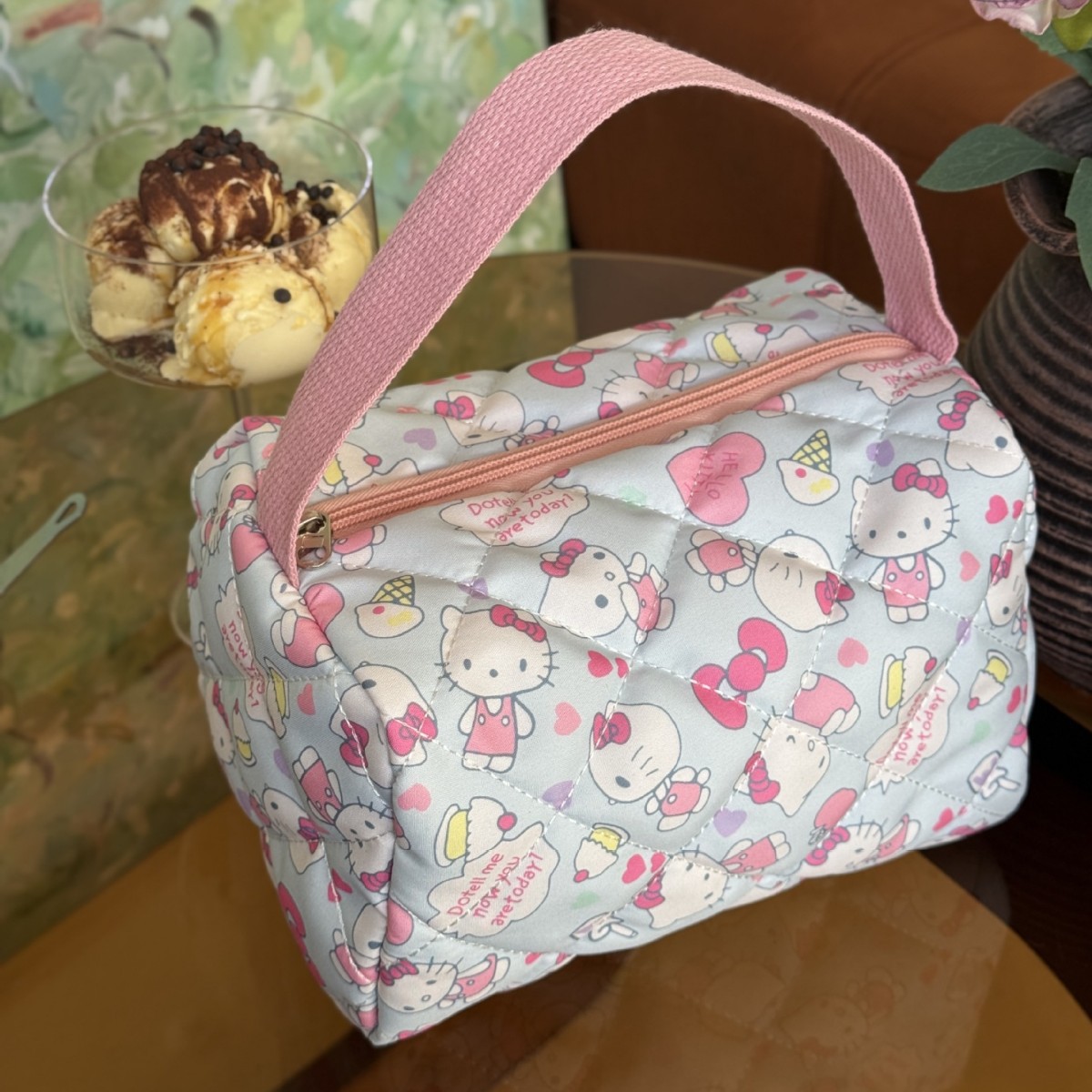 Cosmetic Bag, Toiletry Bag, Portable Cat-Style Makeup Bag, Large Capacity, Waterproof, Cute, Japanese Style, Stain-Resistant, Padded Bag