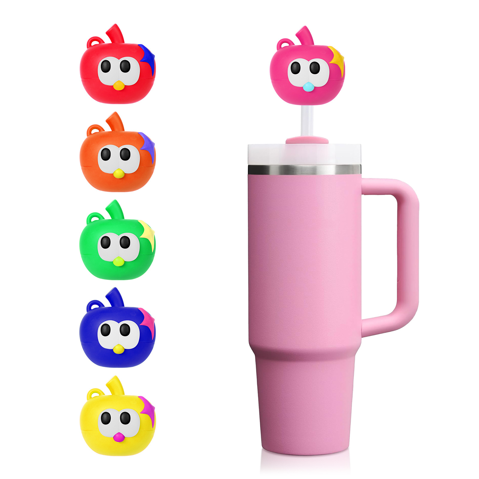 Paja de olor de aire cubierta a prueba de polvo de dibujos animados juegan paja de sabor de fruta portable juegan anillo de sabor de paja de uso general