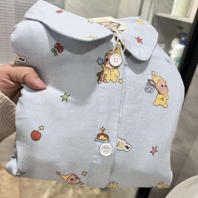 2026 New Full-Print Starry Girl's Pajamas, Spring and Autumn Cardigan, Lapel Double-Length Set, Princess-Style Loungewear 2026 New Full-Print Starry Girl's Pajamas, Spring and Autumn Cardigan, Lapel Double-Length Set, Princess-Style Loungewear
