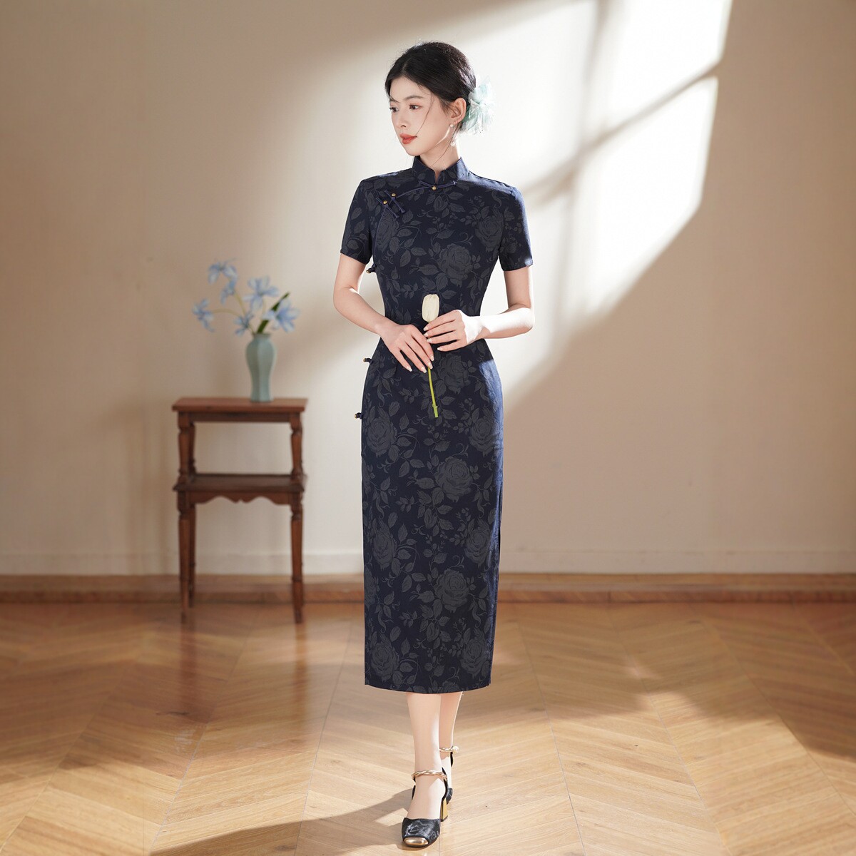 2026新款夏季改良旗袍连衣裙新中式提花显瘦长款复古国风优雅女裙