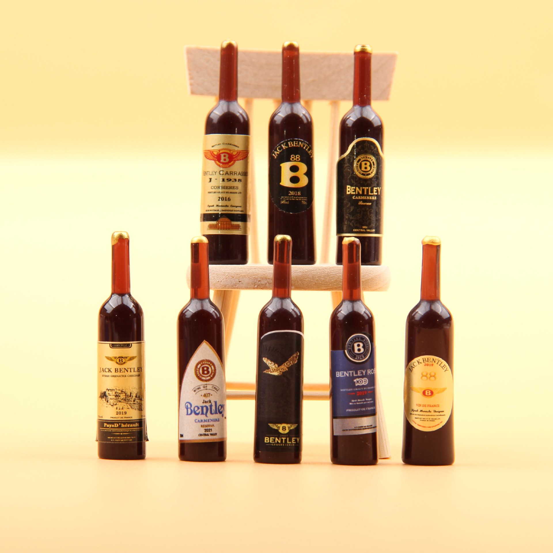 Dollhouse1: 12 Mini vino tinto cocina miniatura imitación botella de vino modelo ob11 colgante