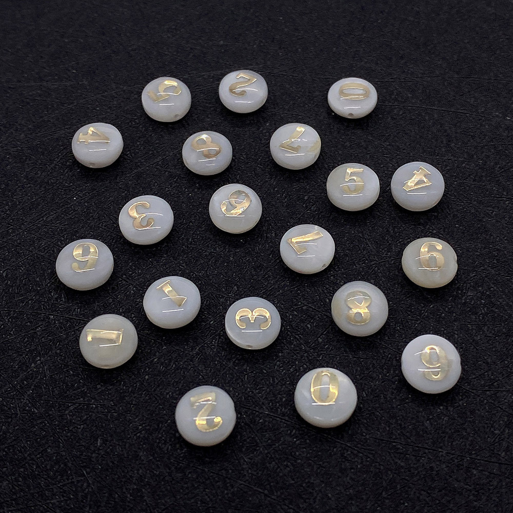 1 Piece Diameter 8mm Shell Round Number Beads display picture 3
