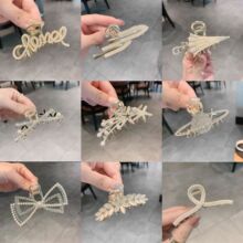 厂家直销新款水钻珍珠猫眼中号抓夹网红气质发夹盘发鲨鱼夹发饰品