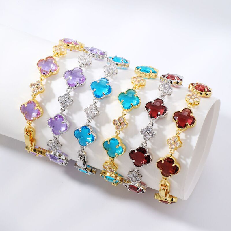 Kérastase Autumn Cross-Border Dopamine Girly Style Clover Bracelet Personalized Versatile Fashion Simple Birthday Gift