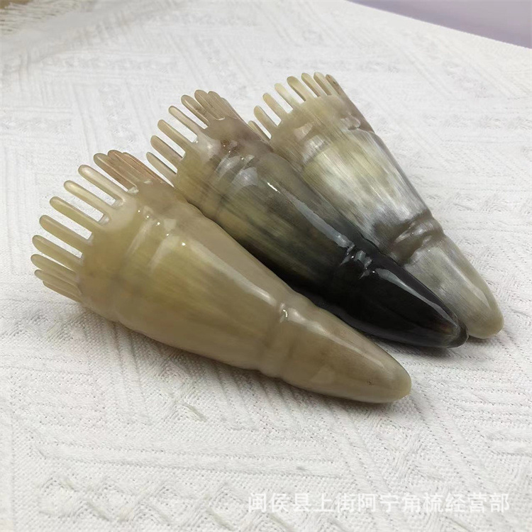 Natural Buffalo Horn Comb Fine and Wide Teeth Massage Comb Gua Sha Board Acupoint Stick 15-20cm preparation