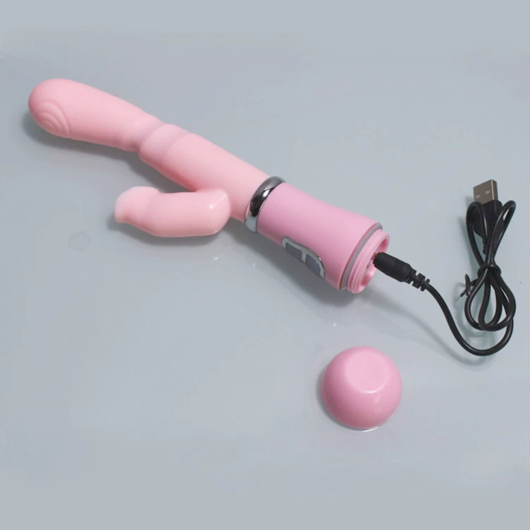 Вибратор «язык-лизун» с кроликом, двойной мотор, USB-зарядка, ABS+TPE, 12 режимов