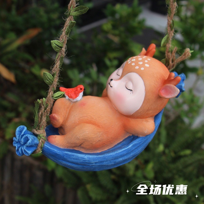 Jardín balcón Flor de jardinería al aire libre decoración colgante Bunny Swing árbol animal colgante B & B Decoración