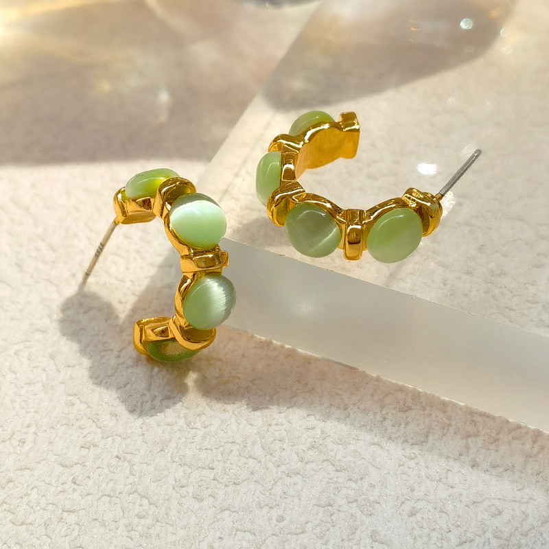 Cute small fresh green brand earrings