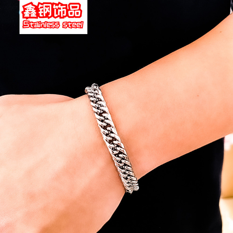 Stainless steel men's bracelet cross-border Europe and the United States woven double round titanium steel bracelet high sense of non-fading jewelry wholesale