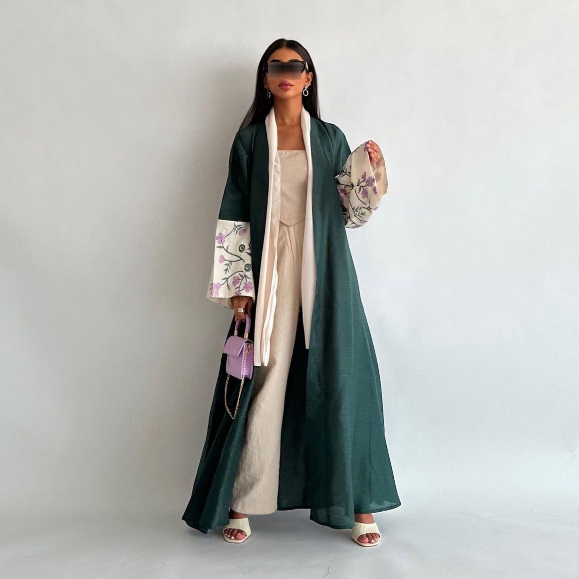 MQ136 Dubai Middle Eastern Cardigan Robe Embroidered Abaya Muslim European And American Loose Coat Fashion Women's_ecoleips.com