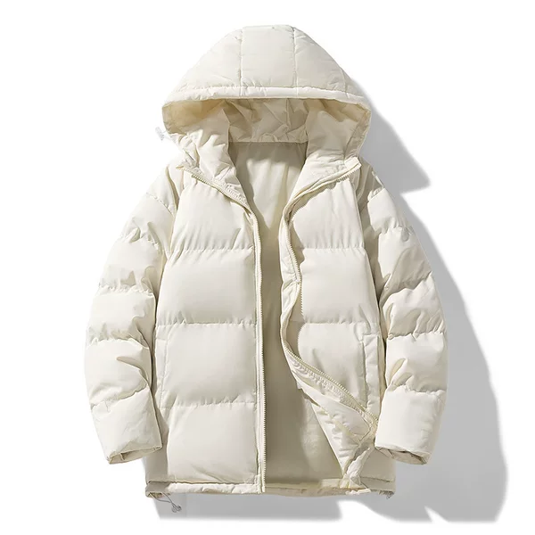 Men's Cotton Jacket Winter New Trendy Short Solid Color Warm Thick Cotton Coat Hooded Casual Versatile Jacket