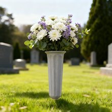跨境墓地插花筒塑料仿真假花淸明节花篮公墓祭祖户外草坪插花器