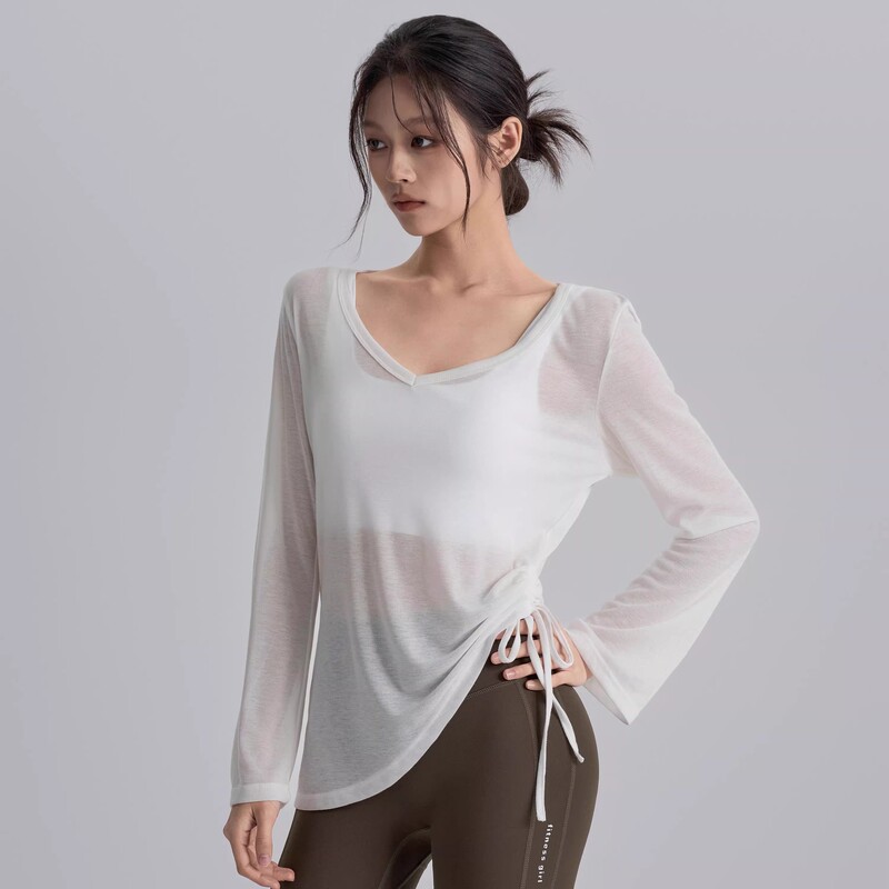 Fitness Girl Drawstring Loose Yoga Cover-Up Quick-Dry Body-Covering T-Shirt Pilates Running Sports Long-Sleeve Top Fitness Girl Drawstring Loose Yoga Cover-Up Quick-Dry Body-Covering T-Shirt Pilates Running Sports Long-Sleeve Top