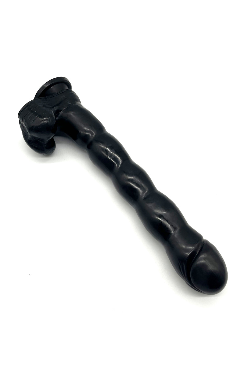 Caterpillar Textured PVC Dildo, Black Realistic Masturbation Stick for Adults — detail image 8