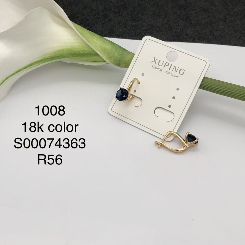 Pendientes de Aro con Zirconia de Aleación de Cobre Bañado en Oro de 18K