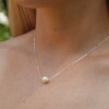 Fresh accessory, pendant from pearl, necklace, short chain for key bag , simple and elegant design