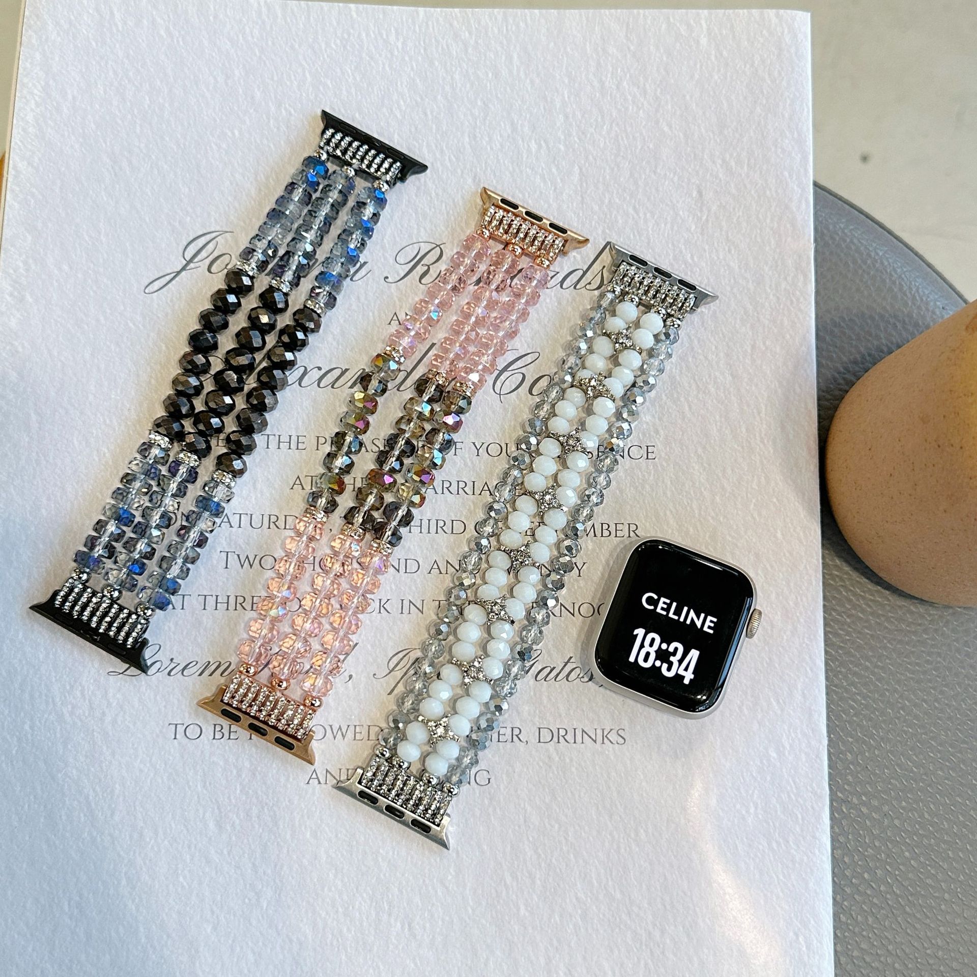 Wheel Bead Crystal Watch Strap Suitable for Apple Iwatch456789S10 Watch Wrist Strap Apple Watch Strap