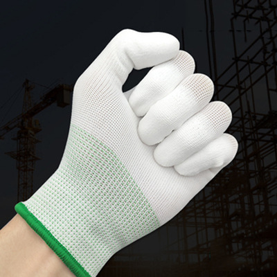 PU recubierto de dedos guantes recubiertos guantes revestidos guantes de trabajo antiestáticos libres de polvo blanco resistentes al desgaste guantes de seguro laboral al por mayor