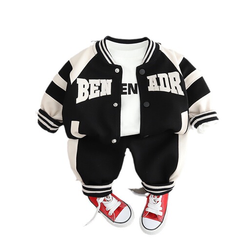 Children's clothing  spring and autumn set, boys' set for small children, sports, Korean style, fashionable boys' three-piece set for spring and autumn