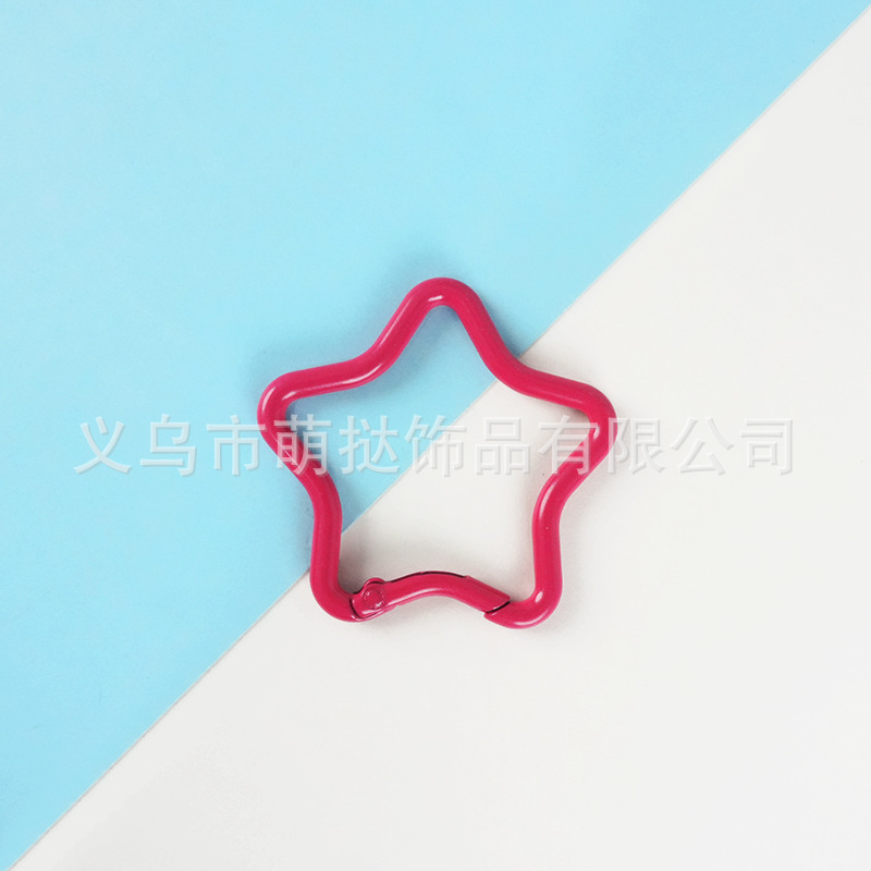 马卡龙彩色烤漆合金五角星钥匙扣糖果色背包外挂挂钩diy饰品配件|undefined
