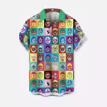 European and American style long-sleeved, cross-border Hawaiian 3D digital print, short-sleeved shirt with a mandarin collar, featuring warrior elements, a popular item, and available for custom orders