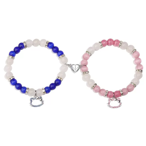 Cat eye stone+kitty cat bracelet