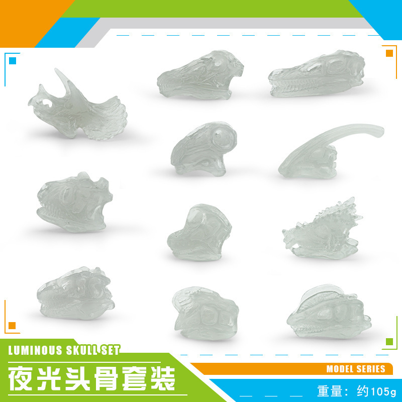 Transfronterizos de venta caliente simulación sólida modelo de cráneo de dinosaurio estático T. rex Velociraptor esqueleto arqueológico juguetes para niños