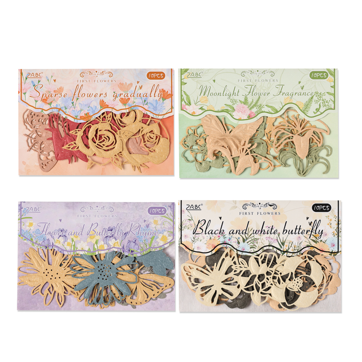 Flower Shadow Light Trazo Serie Relieve Material floral hueco Papel Diy Material de cuenta manual Decoración Paquete de material floral retro