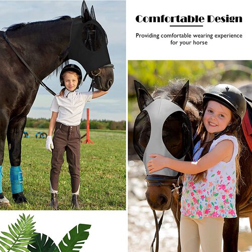 Breathable elastic horse mask, horse face protective cover, horse flying mask, horse face anti-mosquito and anti-fly cover, equestrian supplies