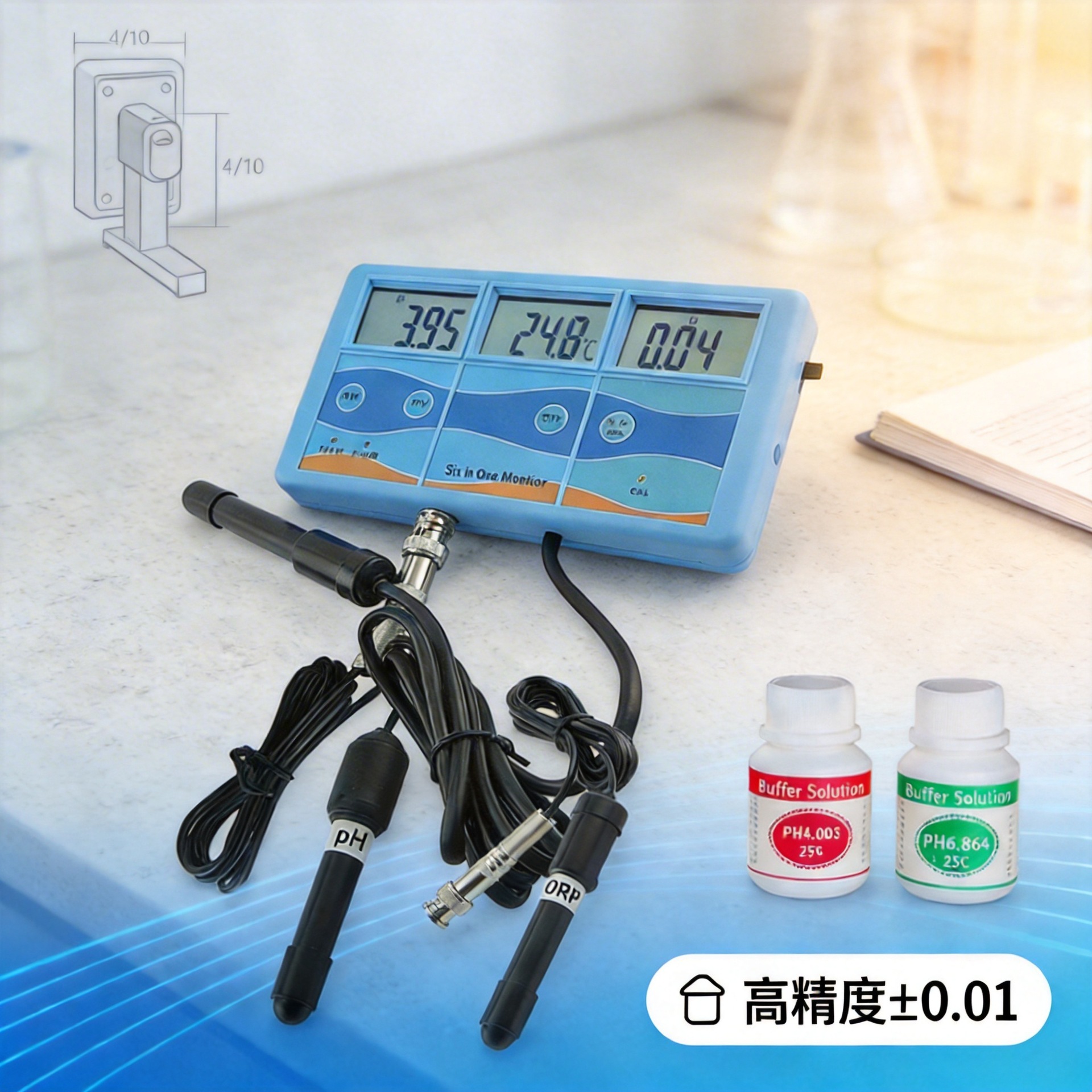 可选欧规 美规 大屏幕  高精度 墙挂式  六合一多参数水质监测仪