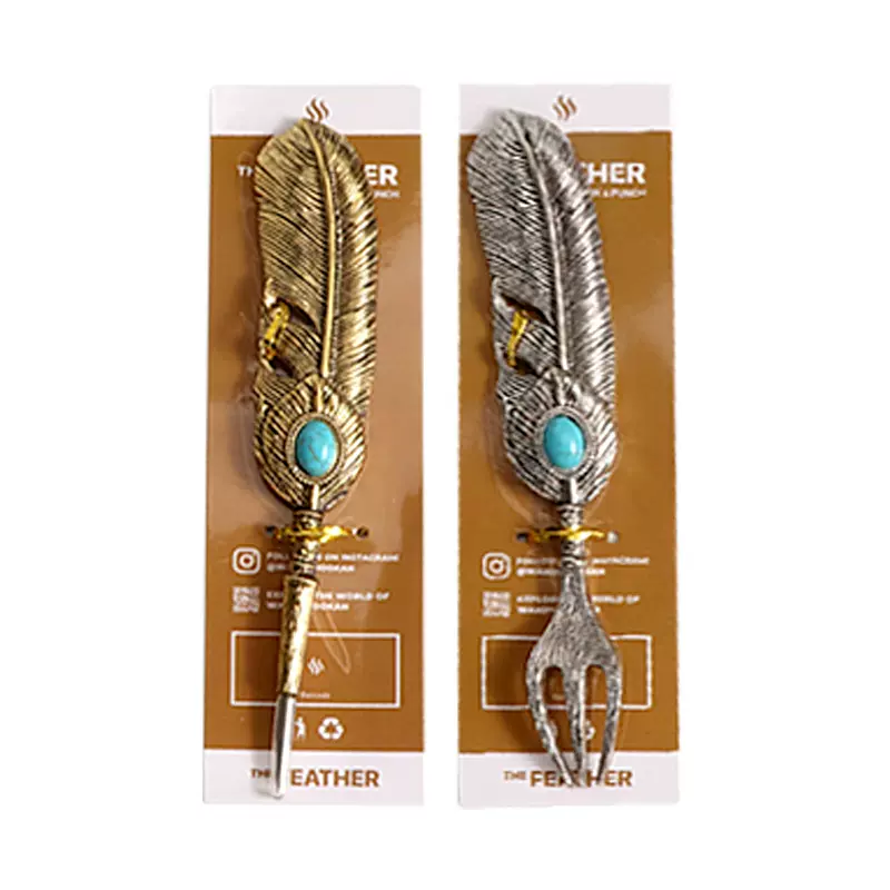 福腾新品跨境水烟羽毛造型水烟二合一烟料叉烟具配件 hookah fork