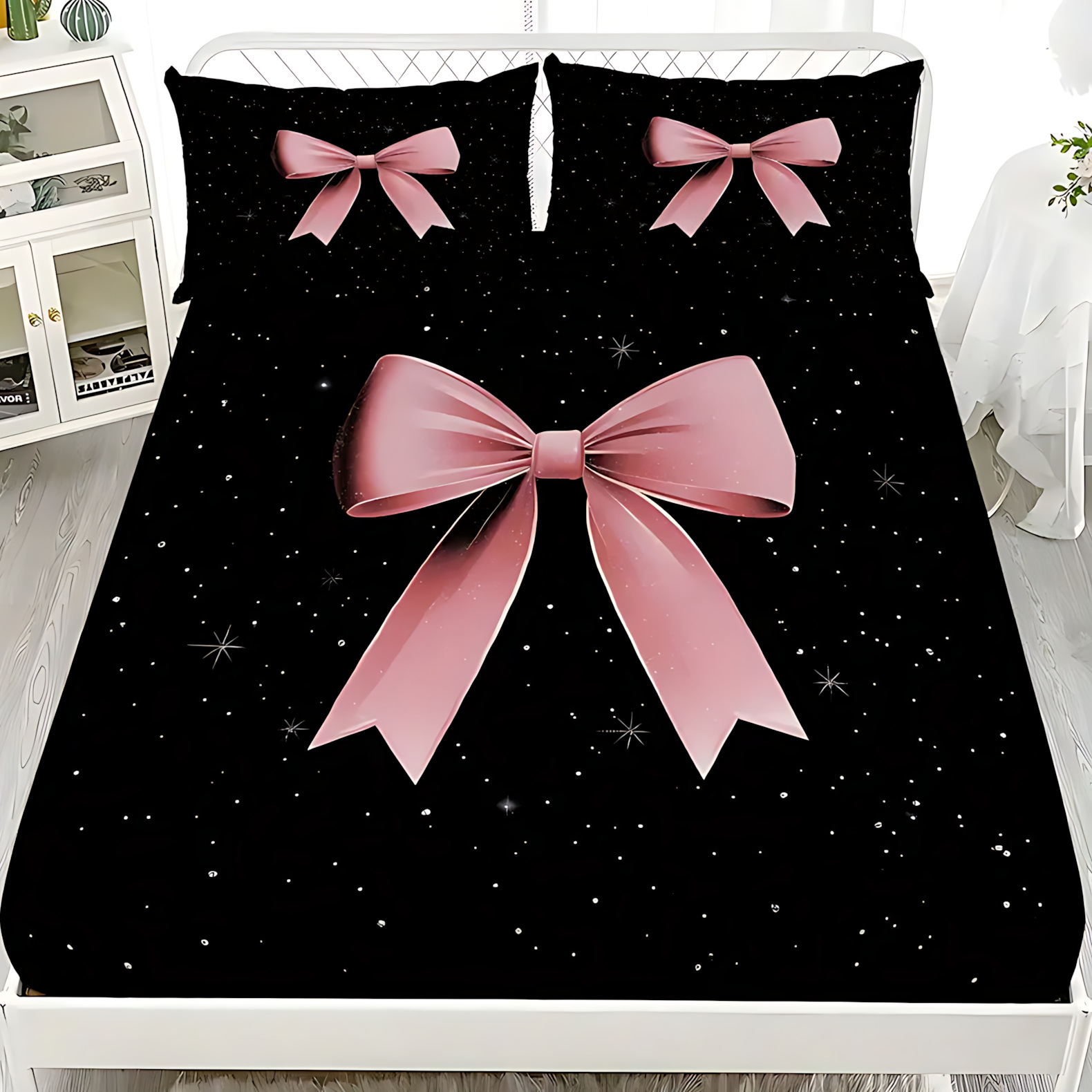 TEMU / JIT transfronterizo rosa arco de impresión digital HD cama de cama de cama de cama de cama