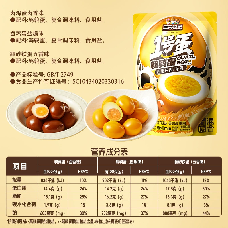 [Three Squirrels Multi-Flavour Quail Egg Mixed Flavors] Повседневные закуски деликатесы