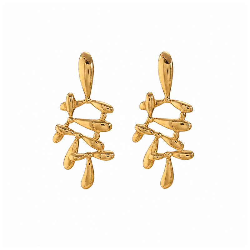 TENA cruzada venta caliente nueva moda ligera diseño de hojas de lujo personalidad de aretes de acero de titanio no desvanecido orejas para mujeres