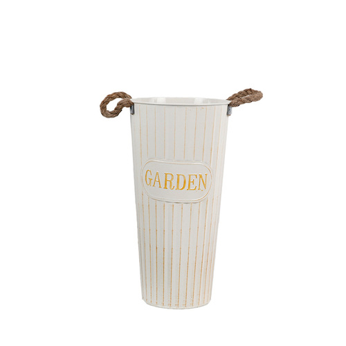 Iron flower arranging barrel retro flower shop dried flowers wake up flowers flower raising hemp rope double-ear American wrought iron flower barrel factory flowerpot