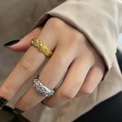 時尚高級感不規則開口可調節戒指女歐美風簡約食指指環學生配飾