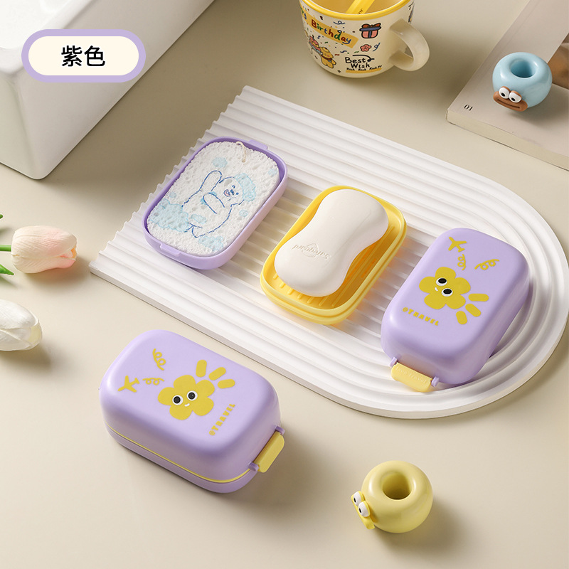 Caja de jabón de doble drenaje de dopamina de viaje portátil con tapa de alto valor con esponja Caja de jabón higiénico para el hogar y el baño