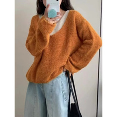 韩系穿搭假两件针织衫减龄温柔风软糯慵懒宽松毛衣女秋冬2025新款