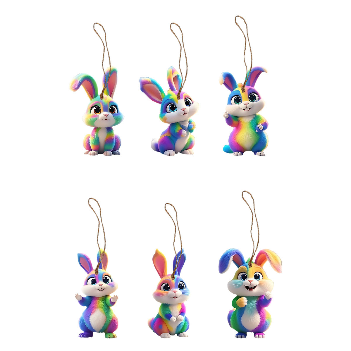 Cross-Border Easter Christmas Rabbit Tag Cute Decorations Paper Bunny Charms Creative Festival Holiday Party