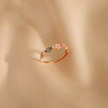 奥特莱斯可爱甜美花朵戒指女时尚个性小众设计开口可调节食指戒
