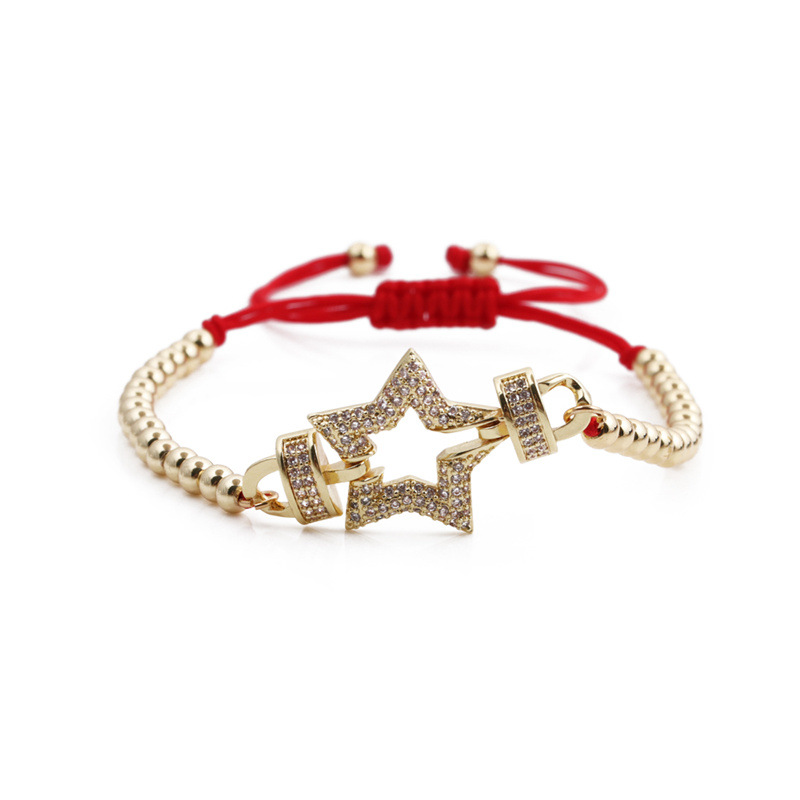 Wholesale Fashion Hollow Star Copper Micro-inlaid Red Zircon Bracelet Nihaojewelry display picture 2