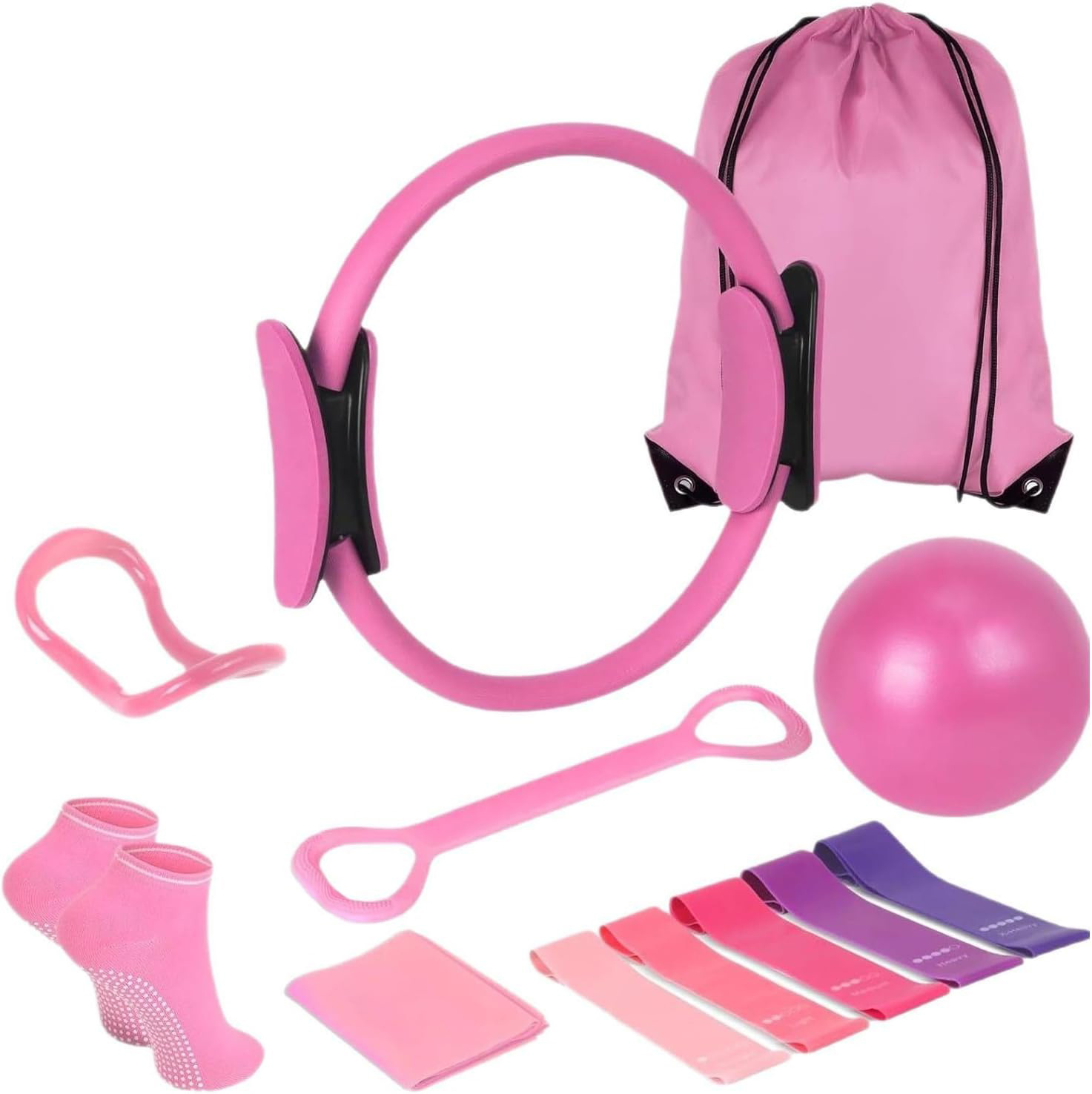 Fabricantes de conjuntos de pilates de forma transfronteriza hombro abierto espalda hermosa correa de resistencia de estiramiento bola de pilates artículos de fitness en el hogar