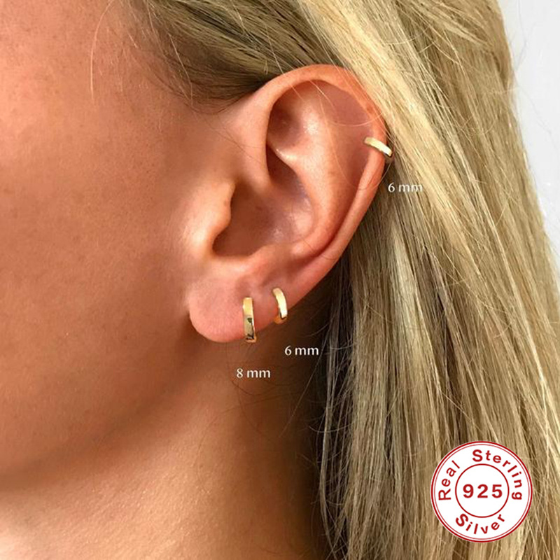 Transfronterizo para círculo llano 925 pendientes de plata esterlina de alto grado hebilla de oreja pendientes joyería al por mayor hembra