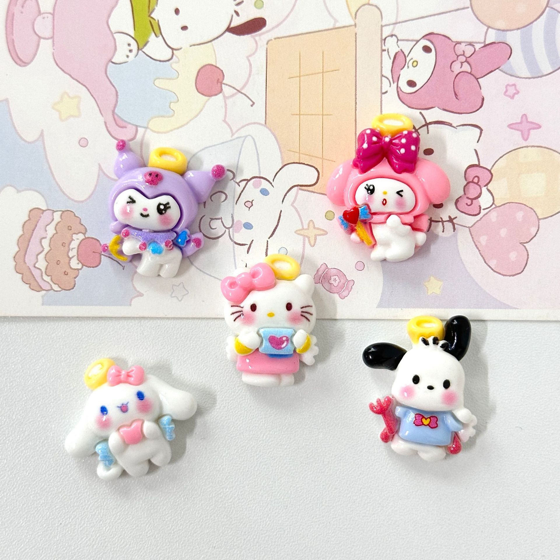 천사 쿠쿠 강아지 시리즈 수지 diy 쥬얼리 액세서리 휴대 전화 케이스 구멍 신발 패치 머리핀 헤어 액세서리 재료