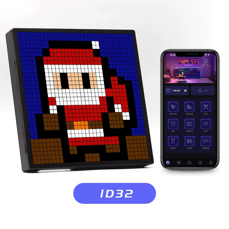 LED pixel display ID16 (16×16) table photo frame, Bluetooth DIY square pixel art
