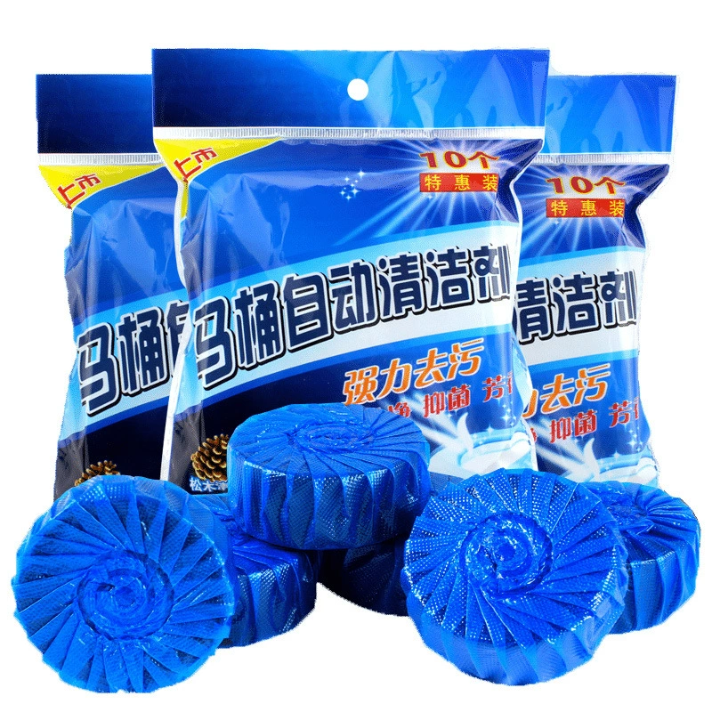 10 штук синего пузырькового очистителя для унитаза, бытовой очиститель для унитаза, дезодорирующие шипучие таблетки для унитаза